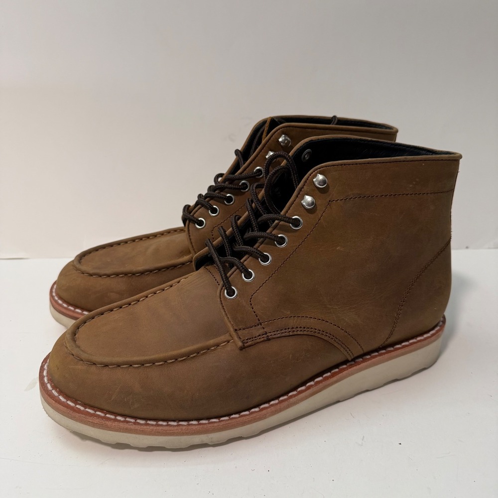 Thursday Mens Diplomat Boot 9.5 Wide Brown Excellent Moc Toe Leather Vibram Sole